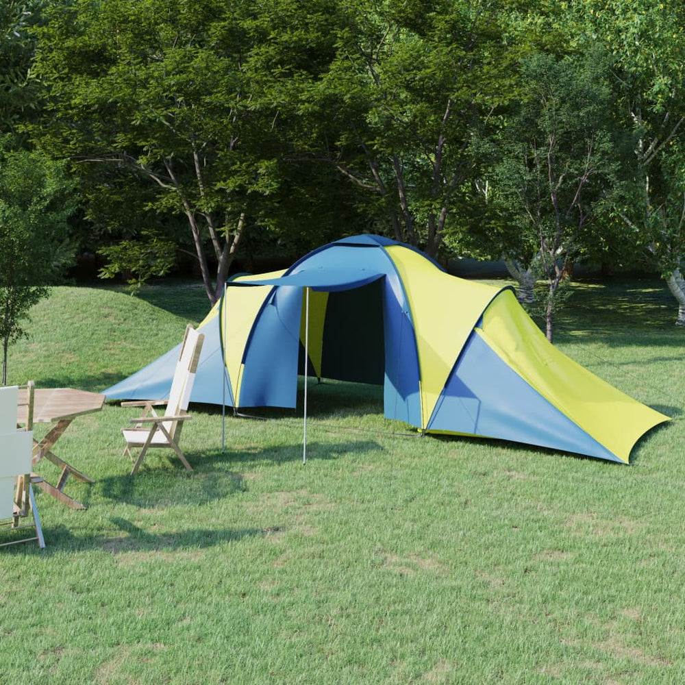 6-Personen-Campingzelt - Blau und Gelb