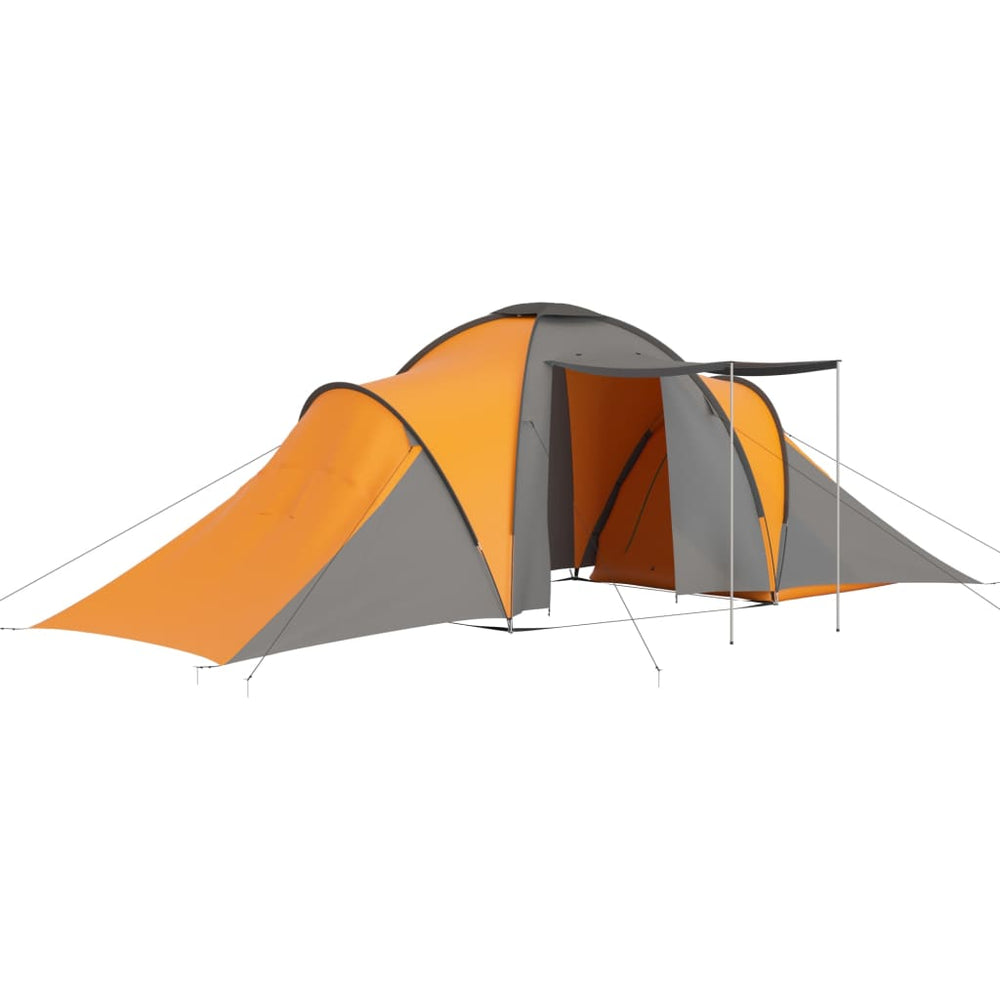 6-Personen-Campingzelt Grau und Orange