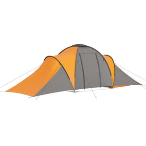 6-Personen-Campingzelt Grau und Orange