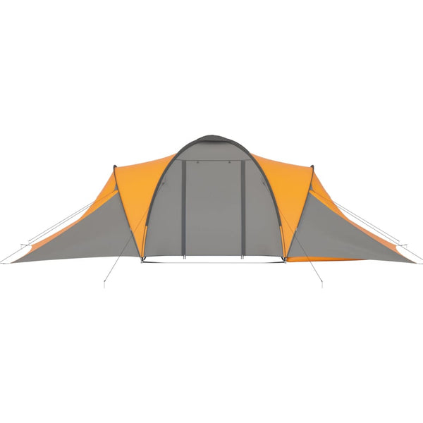 6-Personen-Campingzelt Grau und Orange