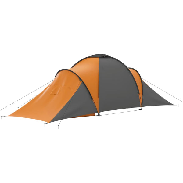 6-Personen-Campingzelt Grau und Orange