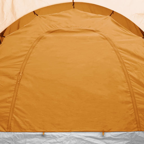 6-Personen-Campingzelt Grau und Orange