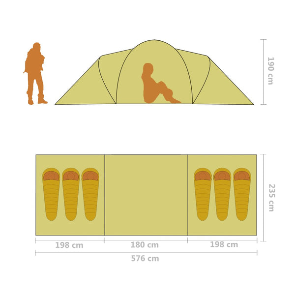 6-Personen-Campingzelt Grau und Orange