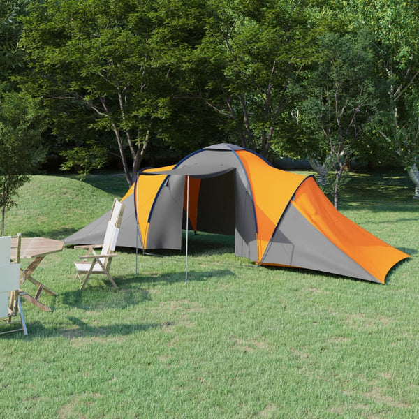 6-Personen-Campingzelt Grau und Orange