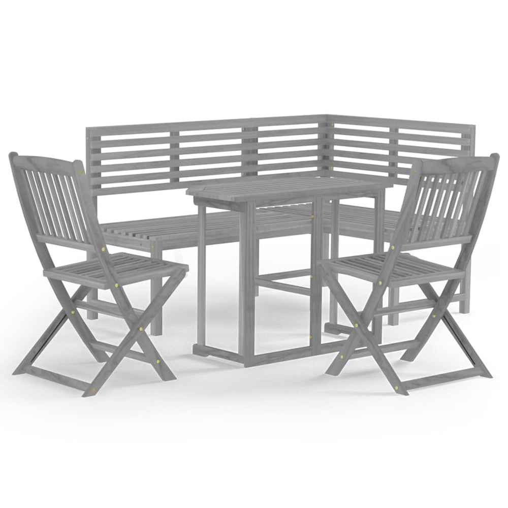 vidaXL 4-piece Bistro Set Solid Acacia Wood Grey