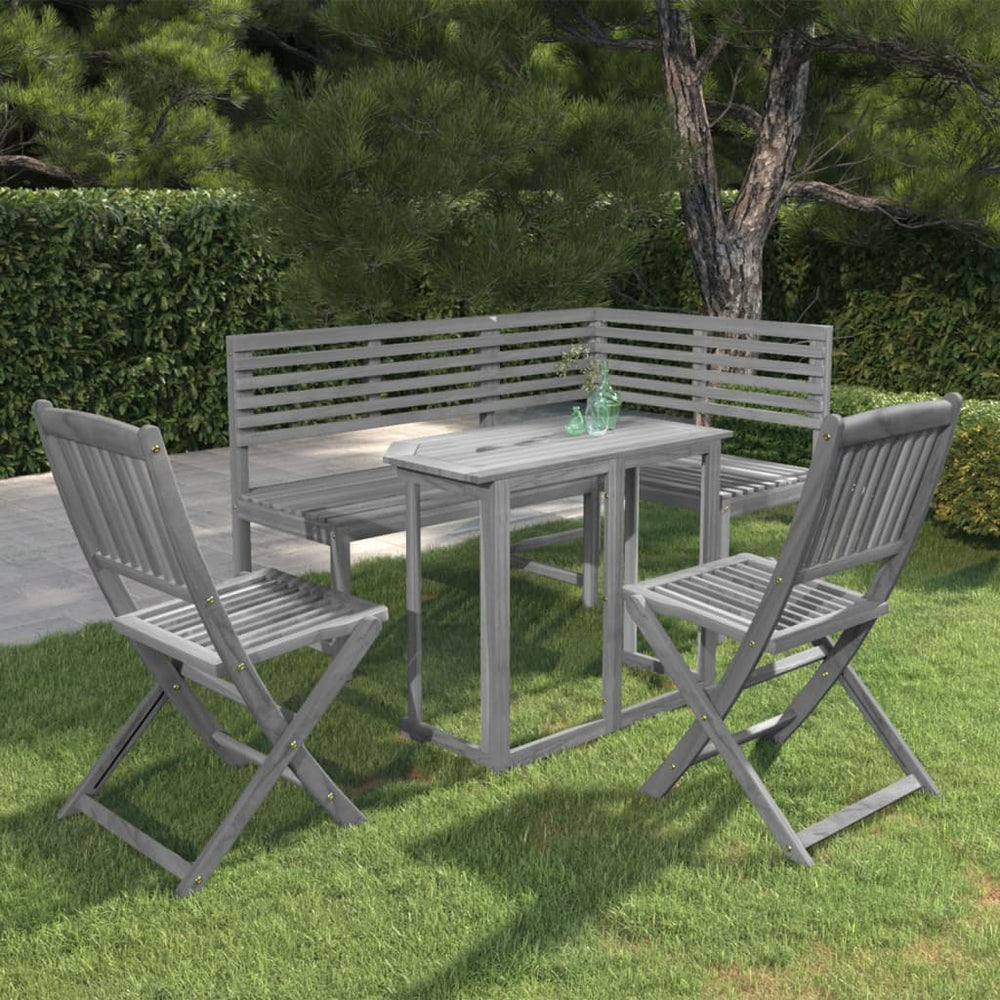 vidaXL 4-piece Bistro Set Solid Acacia Wood Grey