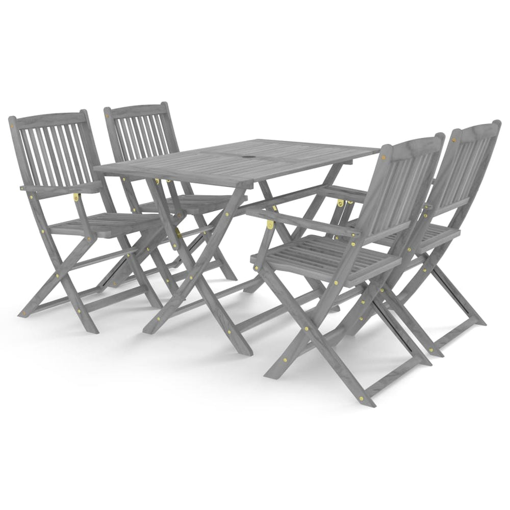 vidaXL 5-Piece Outdoor Dining Set Solid Acacia Wood Grey