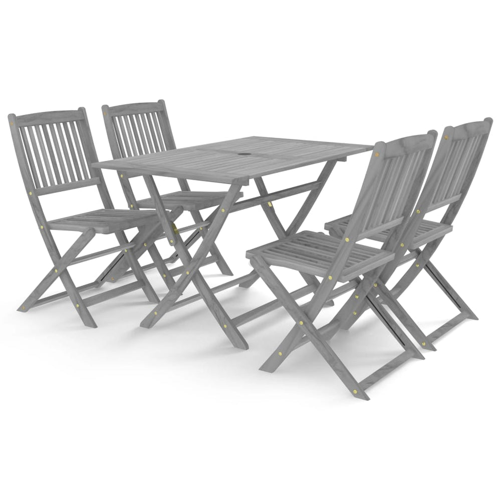 vidaXL 5-Piece Outdoor Dining Set Solid Acacia Wood Grey
