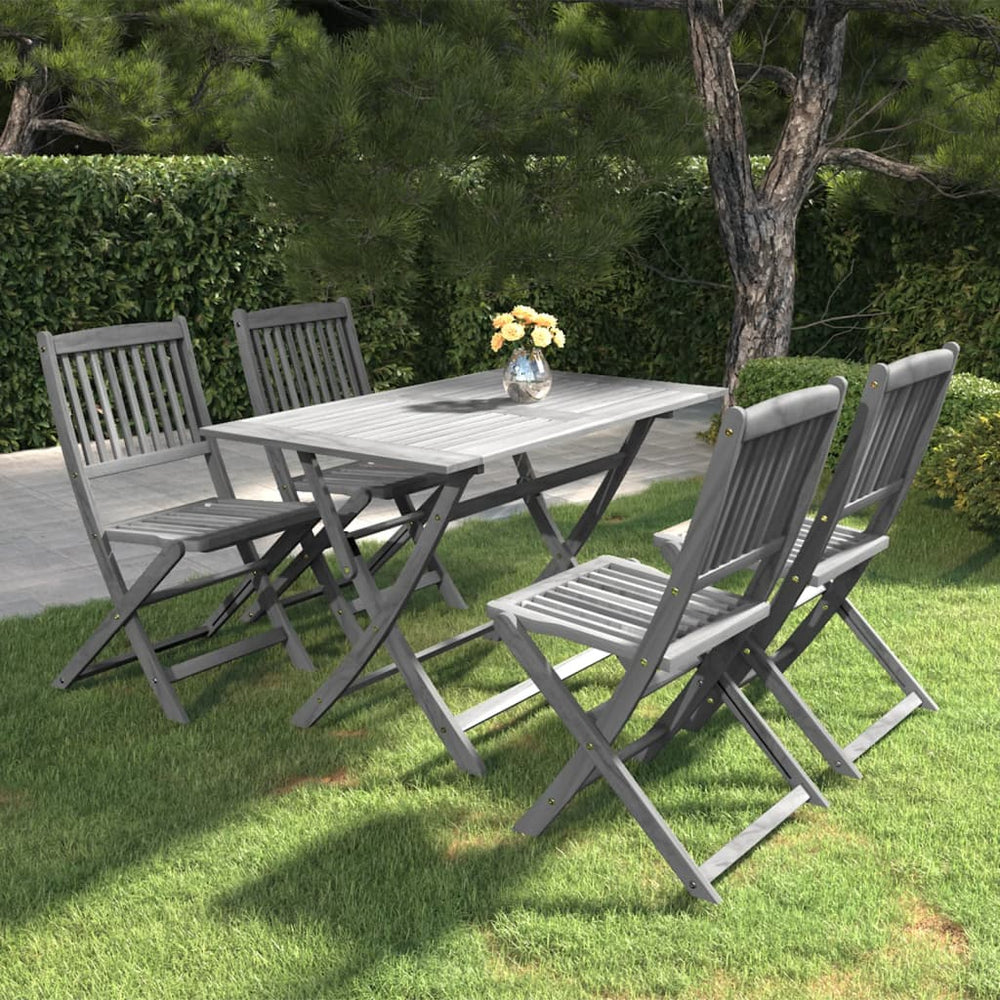vidaXL 5-Piece Outdoor Dining Set Solid Acacia Wood Grey