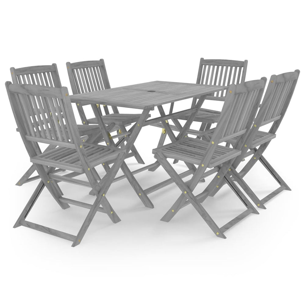 vidaXL 7-Piece Outdoor Dining Set Solid Acacia Wood Grey
