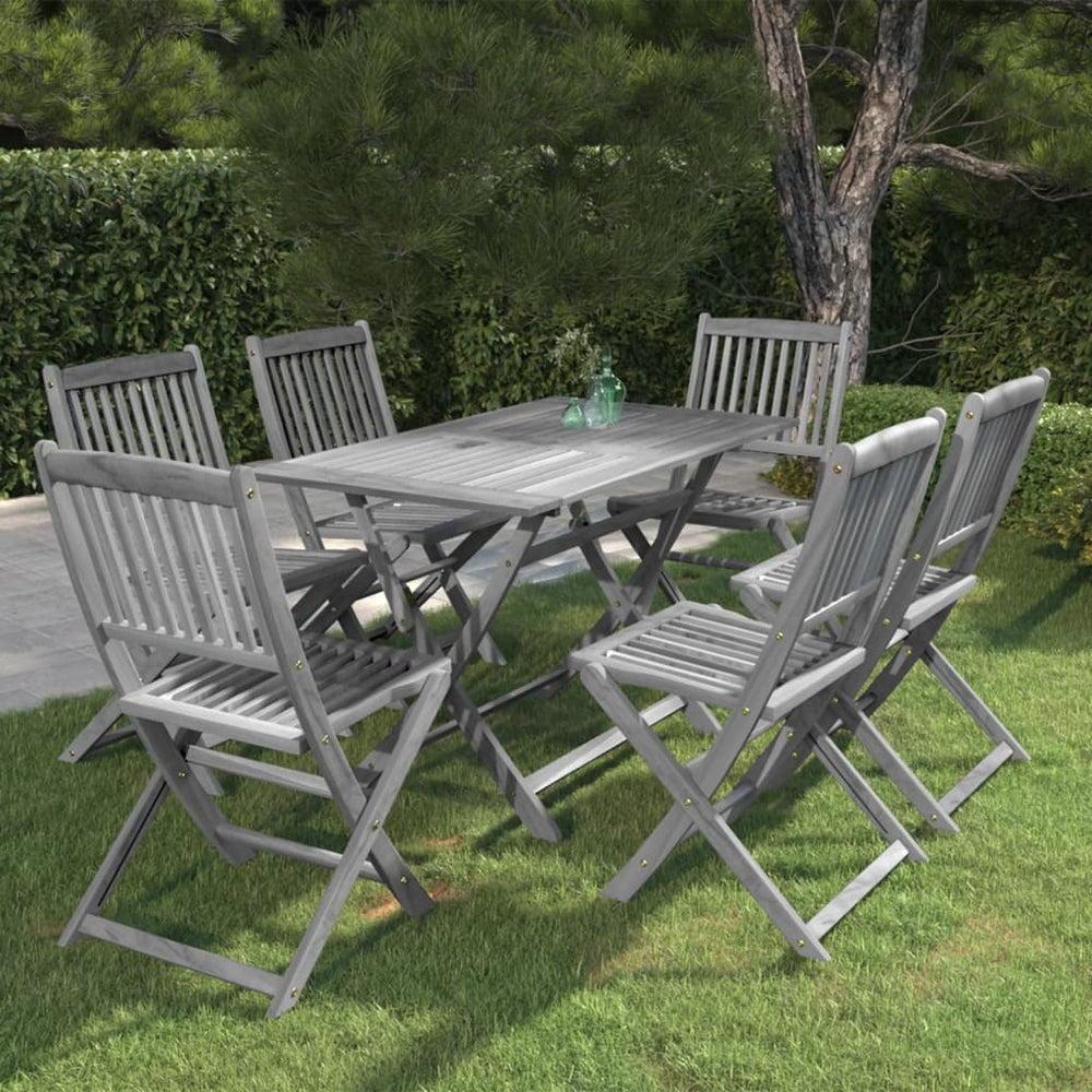 vidaXL 7-Piece Outdoor Dining Set Solid Acacia Wood Grey
