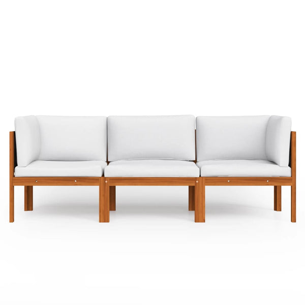 3-Sitzer-Gartensofa mit Kissen Holz Akazie & Seil