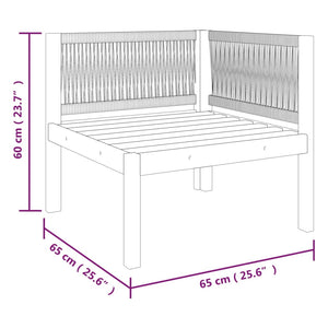 3-Sitzer-Gartensofa mit Kissen Holz Akazie & Seil