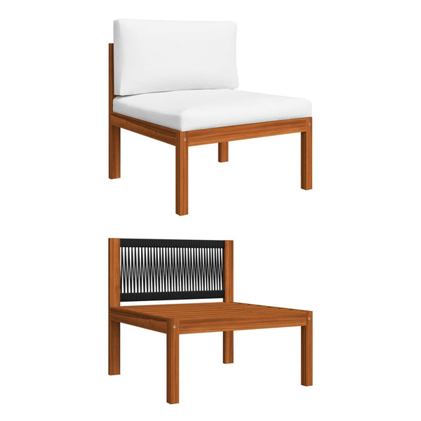 3-Sitzer-Gartensofa mit Kissen Holz Akazie & Seil