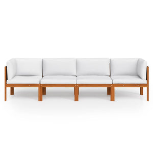 4-Sitzer-Gartensofa mit Kissen Holz Akazie & Seil