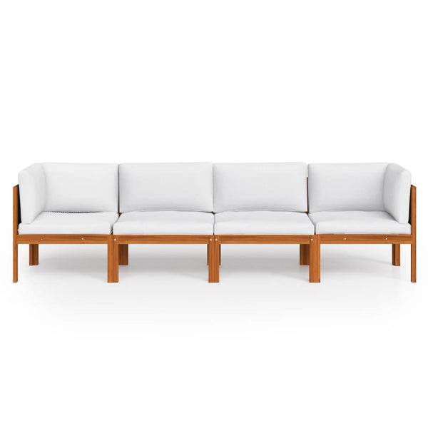 4-Sitzer-Gartensofa mit Kissen Holz Akazie & Seil