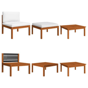 8-tlg. Garten-Lounge-Set mit Kissen Cremefarbenes Holz Akazie & Seil