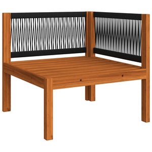 7-tlg. Garten-Lounge-Set mit Kissen Cremefarbenes Holz Akazie & Seil