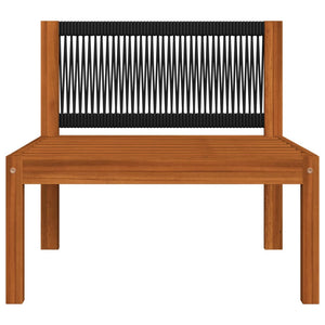 7-tlg. Garten-Lounge-Set mit Kissen Cremefarbenes Holz Akazie & Seil