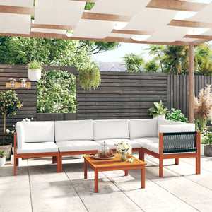 6-teiliges Garten-Lounge-Set mit Kissen Creme 63 x 63 cm