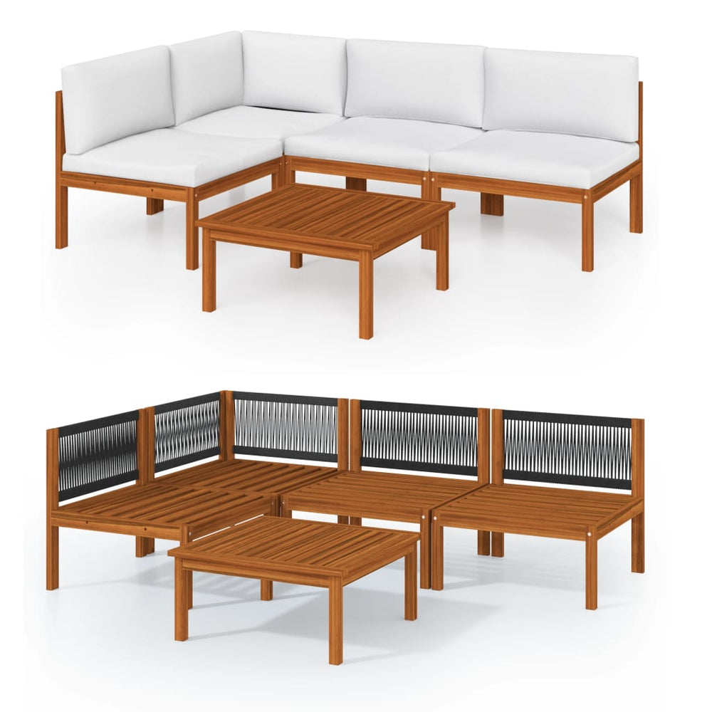 vidaXL 5-Piece Garden Lounge Set with Cushions Cream 63 x 63 cm