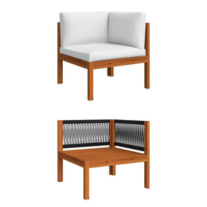 5-teiliges Garten-Lounge-Set mit Kissen Creme 63 x 63 cm