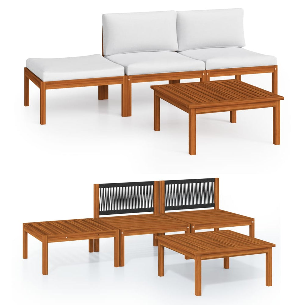 vidaXL 4-Piece Garden Lounge Set with Cushions Cream 63 x 63 cm