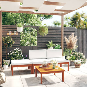 4-teiliges Garten-Lounge-Set mit Kissen Creme 63 x 63 cm