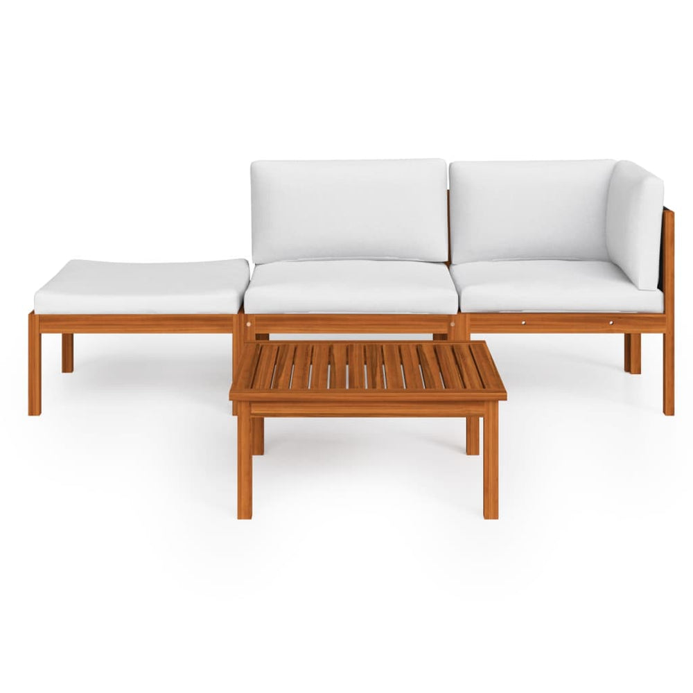 vidaXL 4-Piece Garden Lounge Set with Cushions Cream 63 x 63 cm