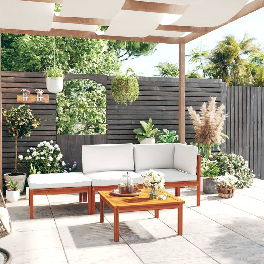 vidaXL 4-Piece Garden Lounge Set with Cushions Cream 63 x 63 cm