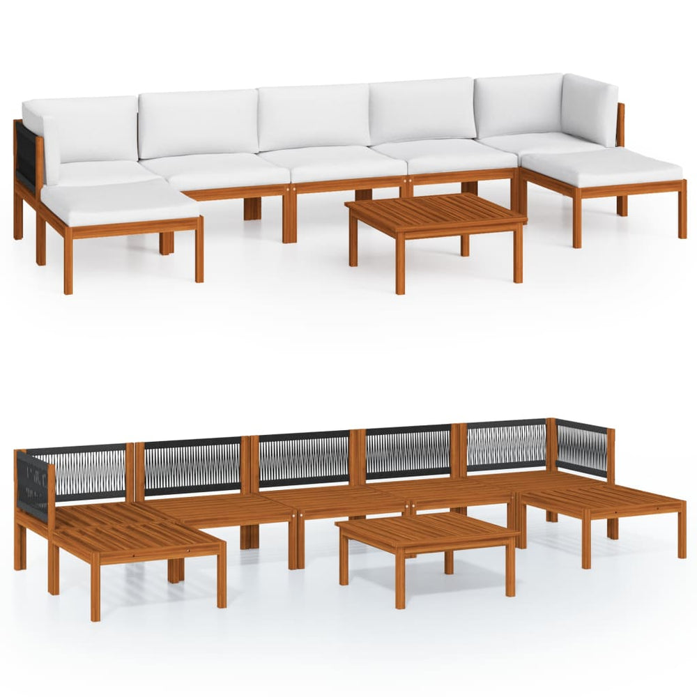vidaXL 8-piece Garden Lounge Set with Cushions Cream 63 x 63 cm