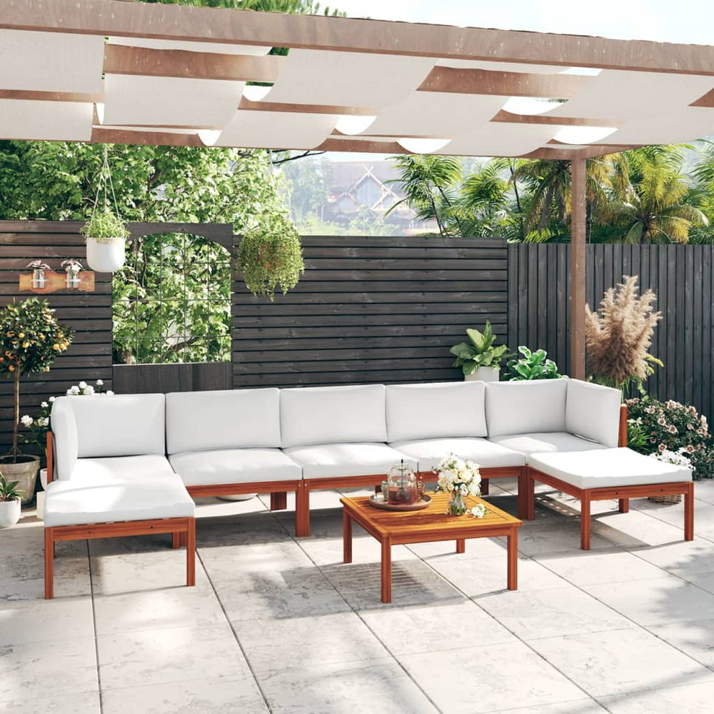 vidaXL 8-piece Garden Lounge Set with Cushions Cream 63 x 63 cm