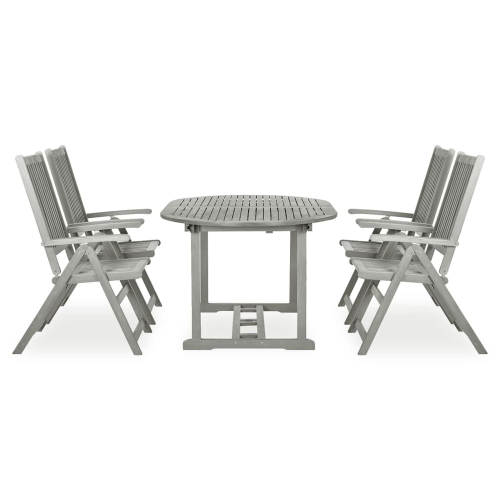 vidaXL 5-piece Outdoor Dining Set (150–200) x 100 cm Solid Acacia Wood Grey