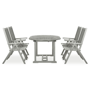 5-tlg. Garten-Essgruppe (150–200) x 100 cm Massivholz Akazie Grau
