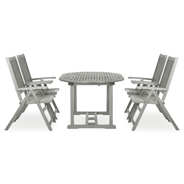 5-tlg. Garten-Essgruppe (150–200) x 100 cm Massivholz Akazie Grau