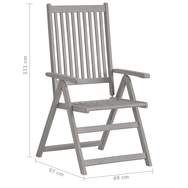 5-tlg. Garten-Essgruppe (150–200) x 100 cm Massivholz Akazie Grau