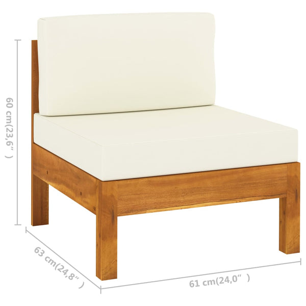 4-Sitzer-Gartensofa mit Cremeweißen Auflagen Massivholz Akazie