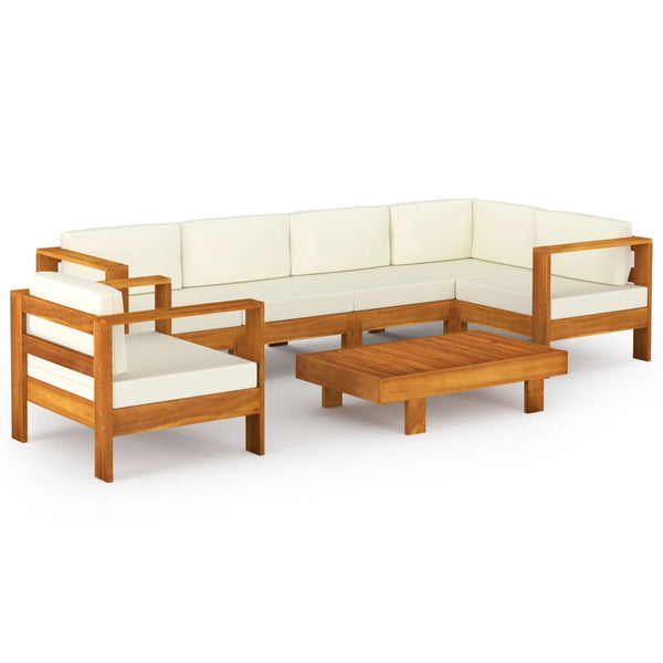 7-teiliges Garten-Lounge-Set mit Kissen 100 x 60 cm Akazienholz
