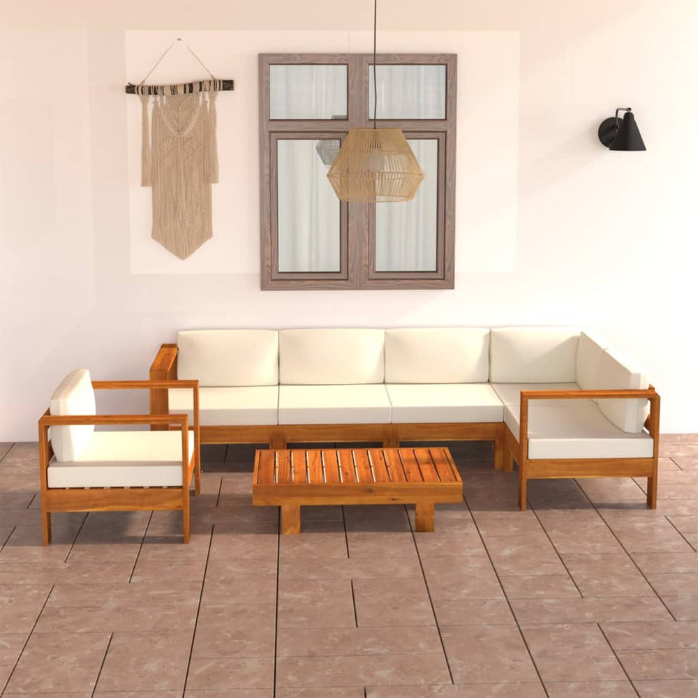 vidaXL 7-Piece Garden Lounge Set with Cushions 100 x 60 cm Acacia Wood