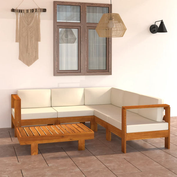 6-tlg. Garten-Lounge-Set mit Kissen 100x60 cm Akazienholz