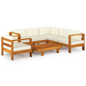 7-teiliges Garten-Lounge-Set mit Kissen 100 x 60 cm Akazienholz