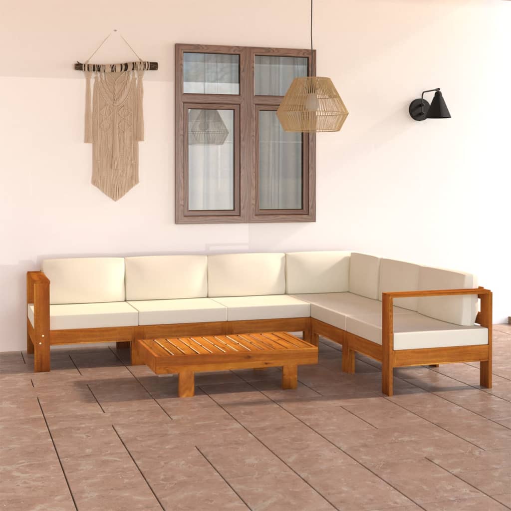 7-teiliges Garten-Lounge-Set mit Kissen 100 x 60 cm Akazienholz