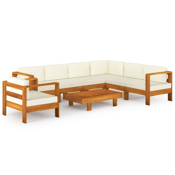 vidaXL Salon de jardin 8 pièces avec coussins 100 x 60 cm Bois d'acacia