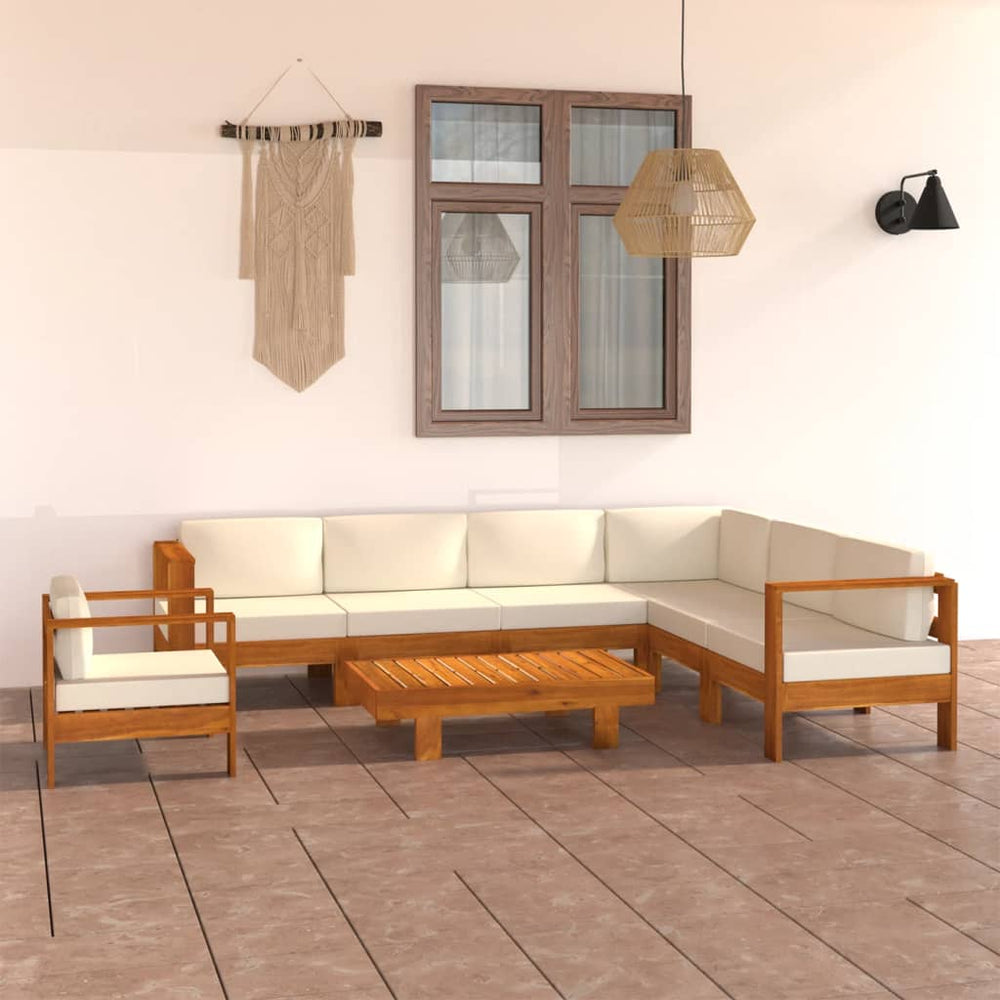 vidaXL 8-Piece Outdoor Lounge Set with Cushions 100 x 60 cm Acacia Wood