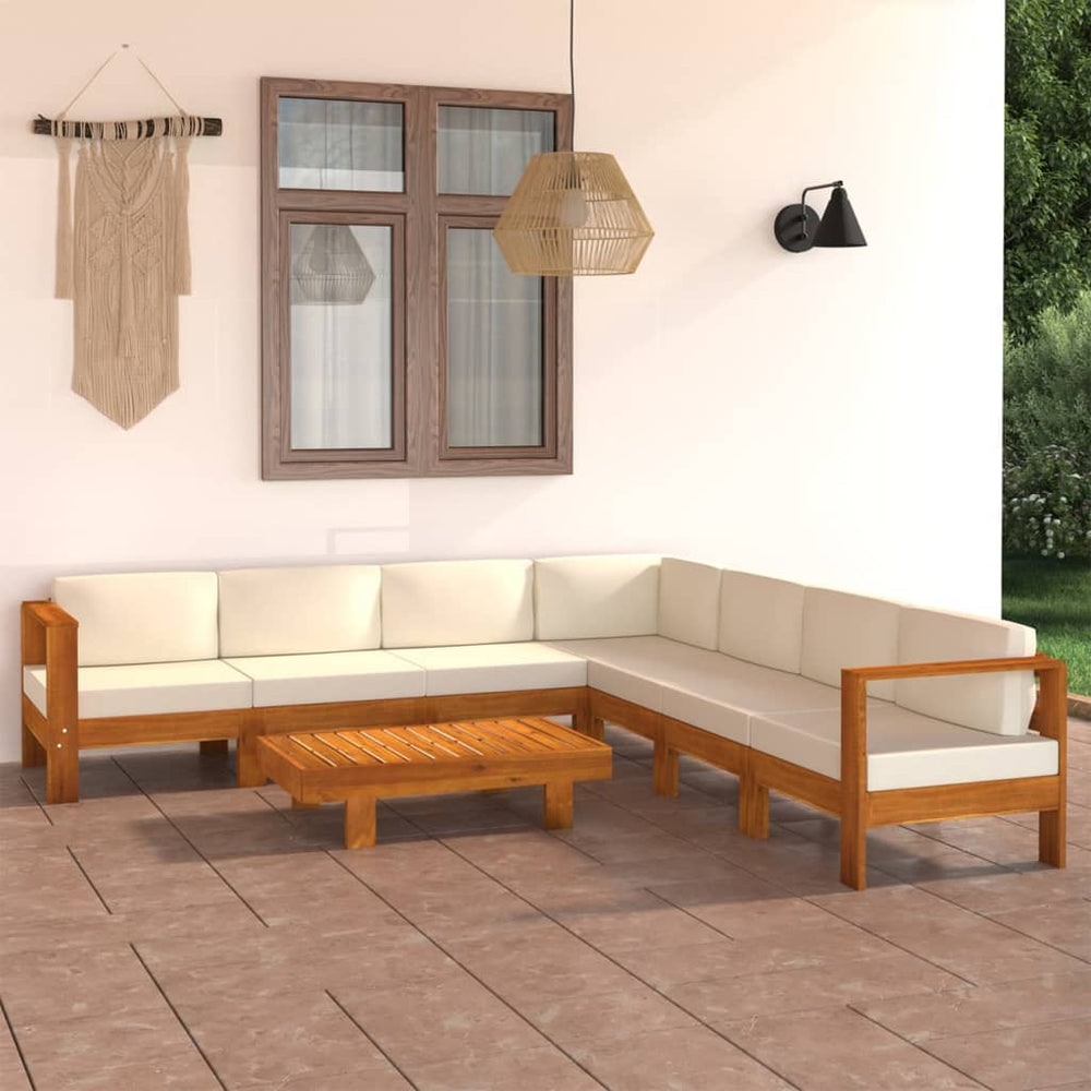 vidaXL 8-Piece Garden Lounge Set with Cushions 100 x 60 cm Acacia Wood