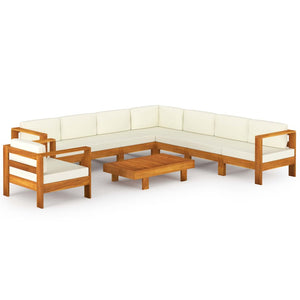 9-teiliges Garten-Lounge-Set mit Kissen 100 x 60 cm Akazienholz