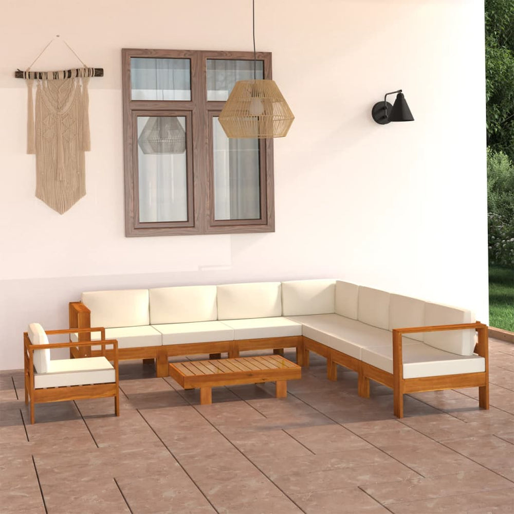 vidaXL 9-piece Garden Lounge Set with Cushions 100 x 60 cm Acacia Wood