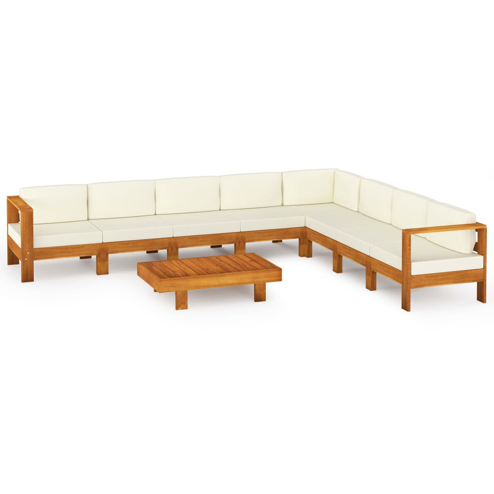 9-teiliges Garten-Lounge-Set mit Kissen 100 x 60 cm Akazienholz