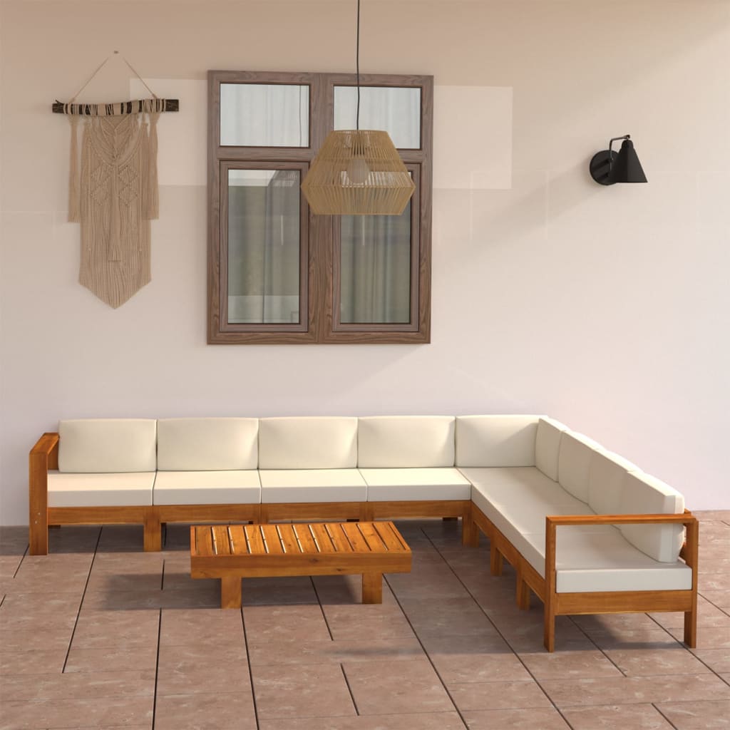 9-teiliges Garten-Lounge-Set mit Kissen 100 x 60 cm Akazienholz
