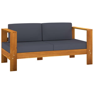 4-tlg. Garten-Lounge-Set Dunkelgraue Auflagen Massivholz Akazie